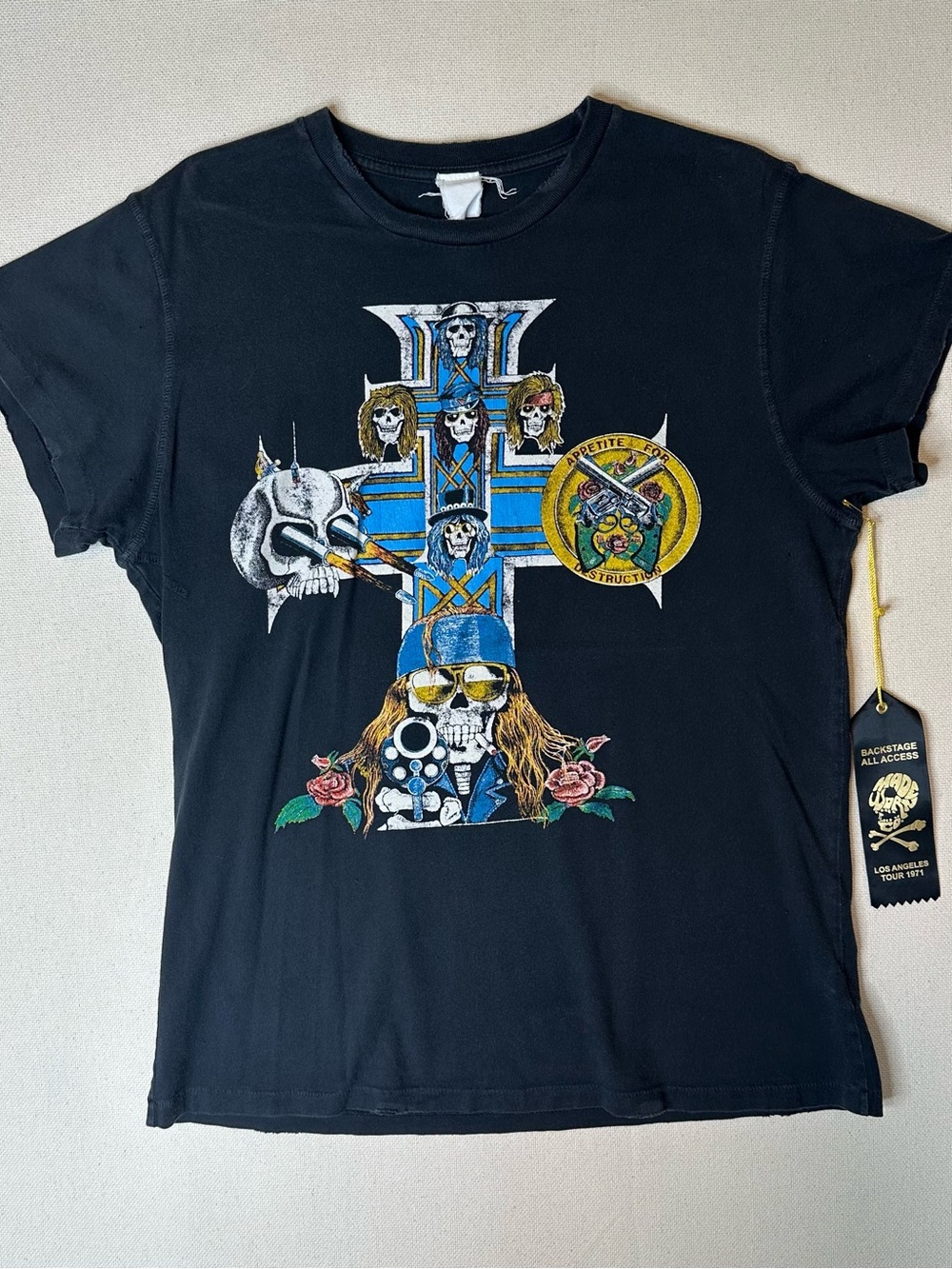 MadeWorn Guns N’ Roses Appetite for Destruction Black Distressed T Shirt Medium